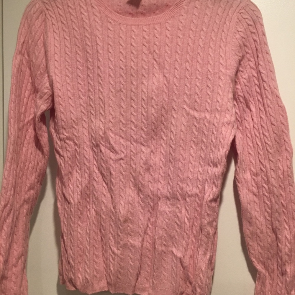 Anne Klein sport pink cashmere cable knit sweater